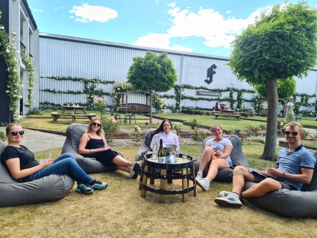 Guests sipping wines at Framingham Marlborough wineries